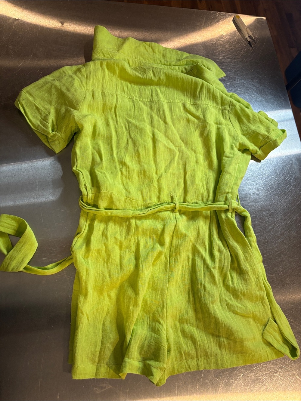 Good Luck Gem Lime Green Short-Sleeve Button Romper Jacket - Picture 3 of 3
